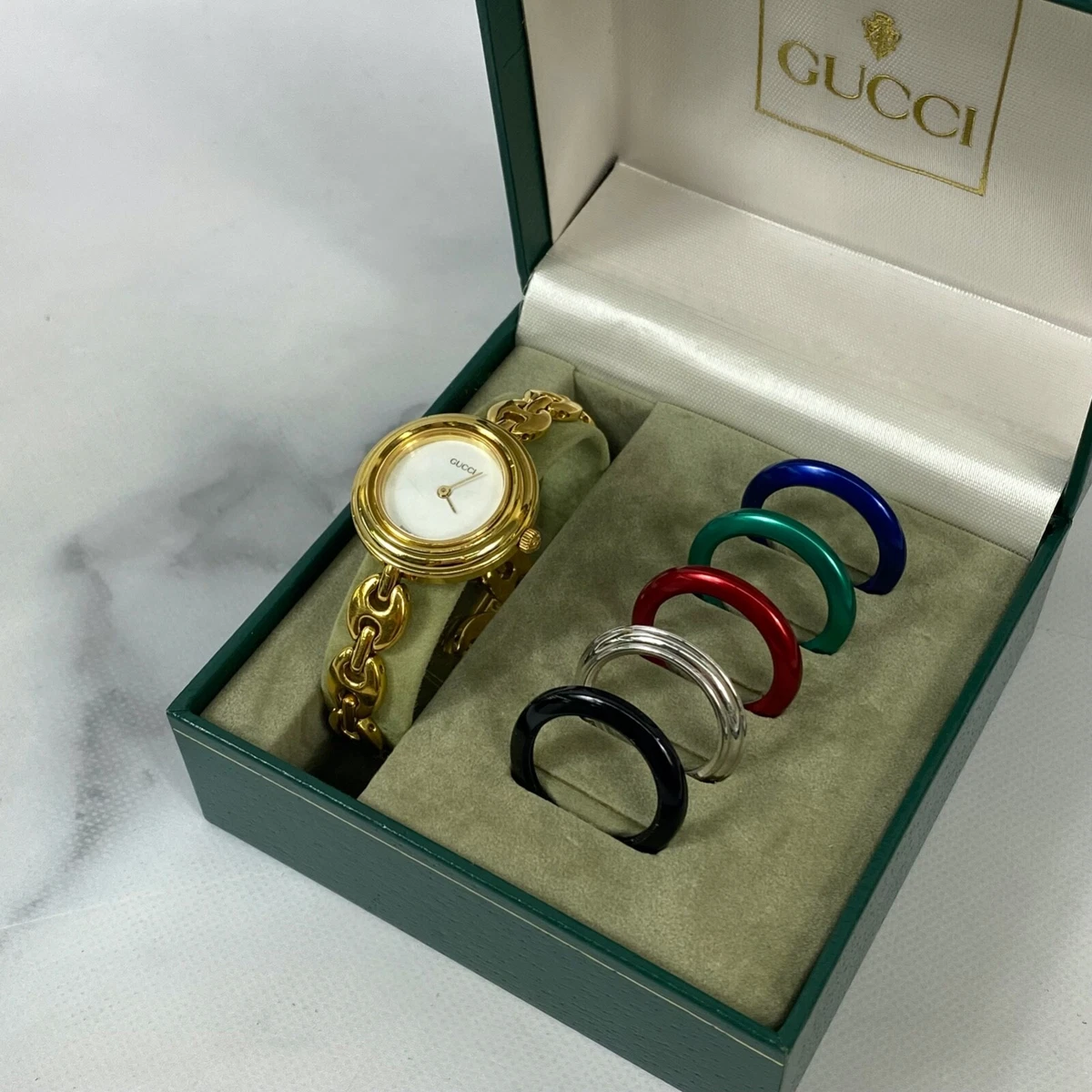 GUCCI Change Bezel 1100L 11/12.2 Gold P Womens Watch With Box