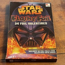 Valentines 34 Flashy Foil Star Wars Cards Fold and Seal NIB USA Made K-Mart