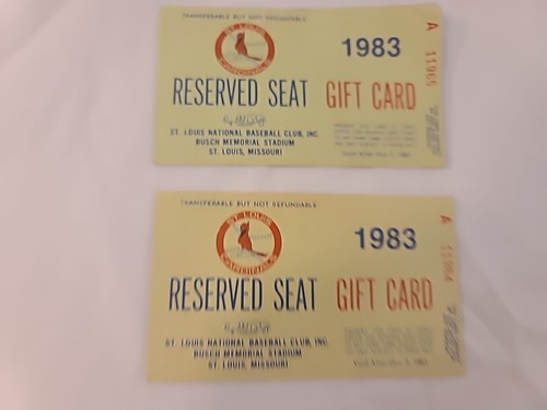 Vintage 1983 St Louis Cardinals MLB Reserved Seat Gift Card Ticket Stub Lot Of 2 - Picture 17 of 18
