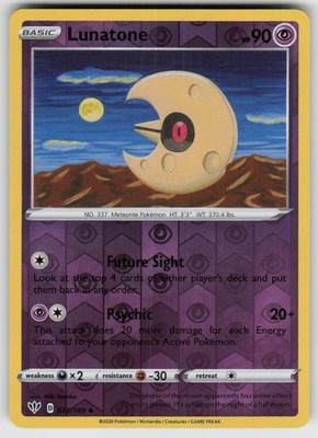 PO-04 Reverse Holo Lunatone 072/189 Uncommon SWSH03: Darkness Ablaze NM