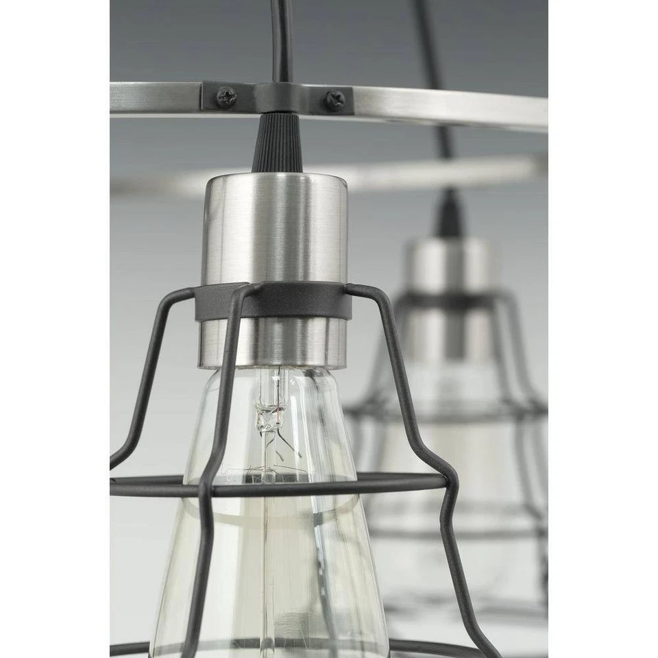 Progress Lighting Gauge Collection 3-light Graphite Chandelier, Industrial Cage - Image 3 of 4