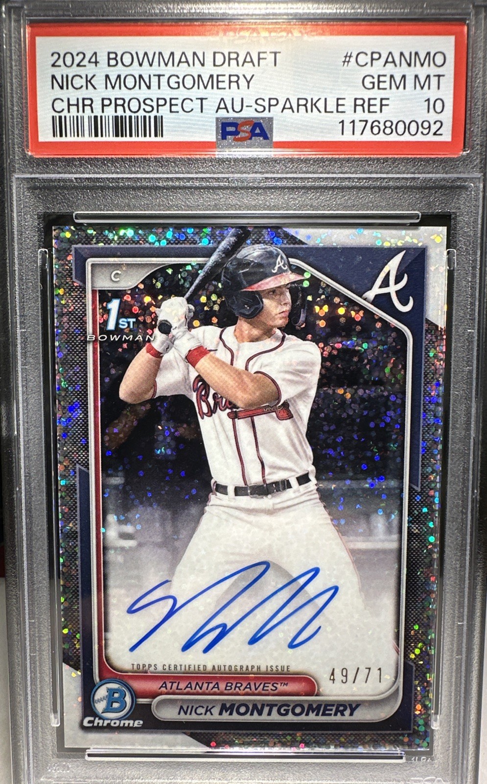 2024 Bowman Draft 1st NICK MONTGOMERY Chrome Sparkle Refractor Auto /71 PSA 10