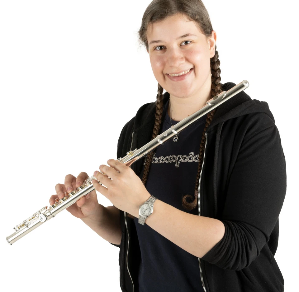 Flauto Traverso in DO para Scuola 16 Fori Chiusi Nichel Argento Set Custodia - Immagine 2 di 4