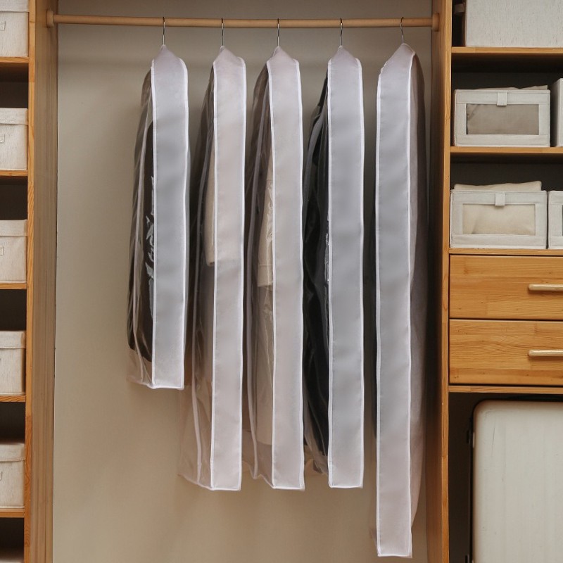 Zip Clothing Hanging Dust-proof Storage Bag Transparent Suit Dust Cover Protect