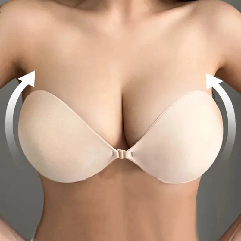 Sujetador push up de silicona sin tirantes adhesivo cubierta para pezones bralette lencería sin costuras Foto 4 de 4