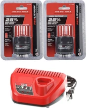 New For Milwaukee M12 12V LITHIUM CP2.5 2X Battery Kit w/Charger 48-59-2425P