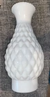 VINTAGE 9-1/2” MILK GLASS HURRICANE LAMP CHIMNEY -QUILT PATTERN With HOBNAIL RIM