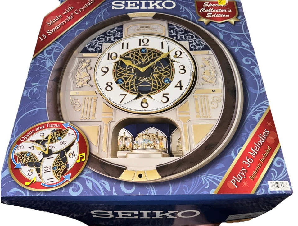 Seiko Melodies in Motion Collectors Clock 13 Swarovski Crystal Plays 30 Melodies - Image 3 of 4