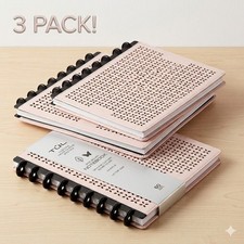 3 PACK TUL Custom Note-Taking System Leather Notebook, Letter Size, Pink