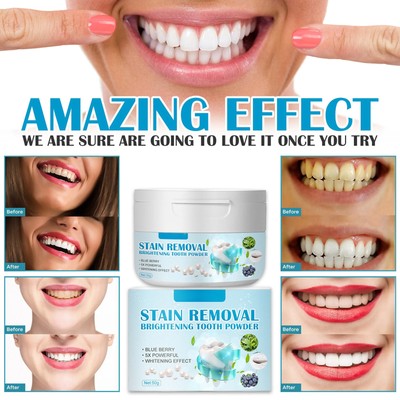 Blueberry Teeth Whitening Powder Baking Soda Breath Freshening Plaque Stain FSK