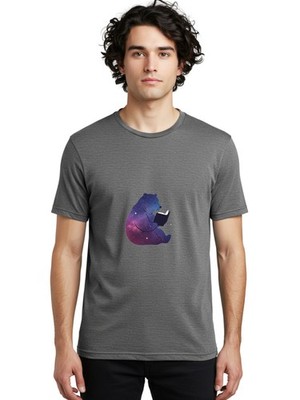 Galaxy-Bear Mens Graphic Tee, 100% Cotton, Casual Summer Wear