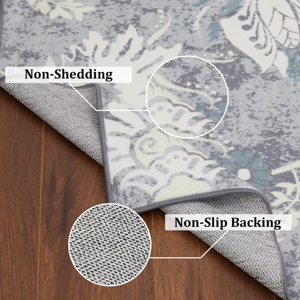 Washable Area Rug 8x10 Large Modern Floral Rug Boho Abstract Area Rug, Easy-C... - Image 3 of 4