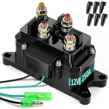 12V 250A Winch Solenoid Relay Contactor with 6 Protecting Caps for ATV UTV 20...