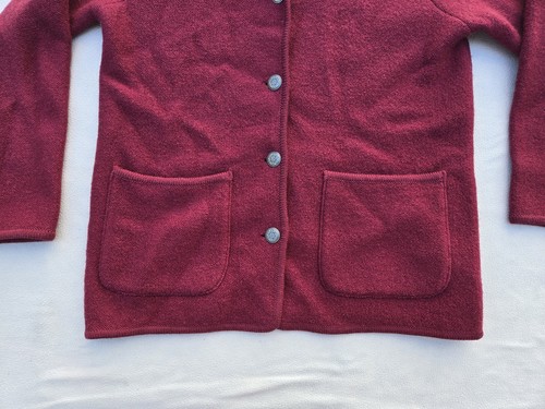 LL Bean Pullover Jacke Damen klein rot Wolle Schalkragen Cardigan Knopf - Bild 2 von 10