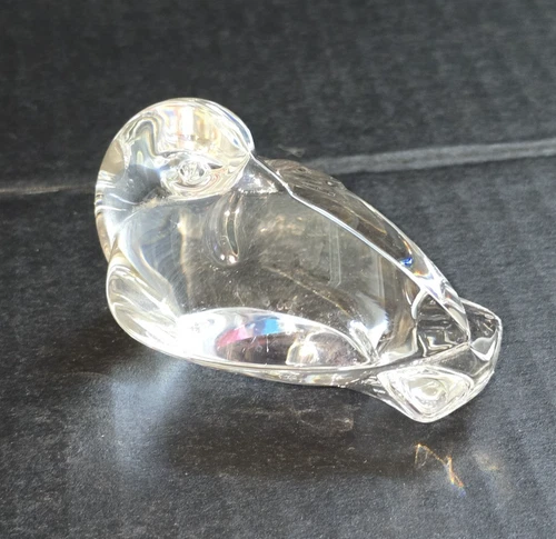 Steuben Signed Glass Crystal Dove Peace Bird Hand Cooler Paperweight Figurine 3"