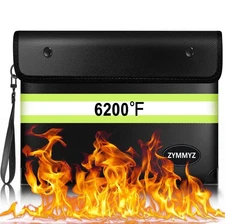 Fireproof Document Bag with Water Resistant Zipper,6200°F Heat Insulated Fi