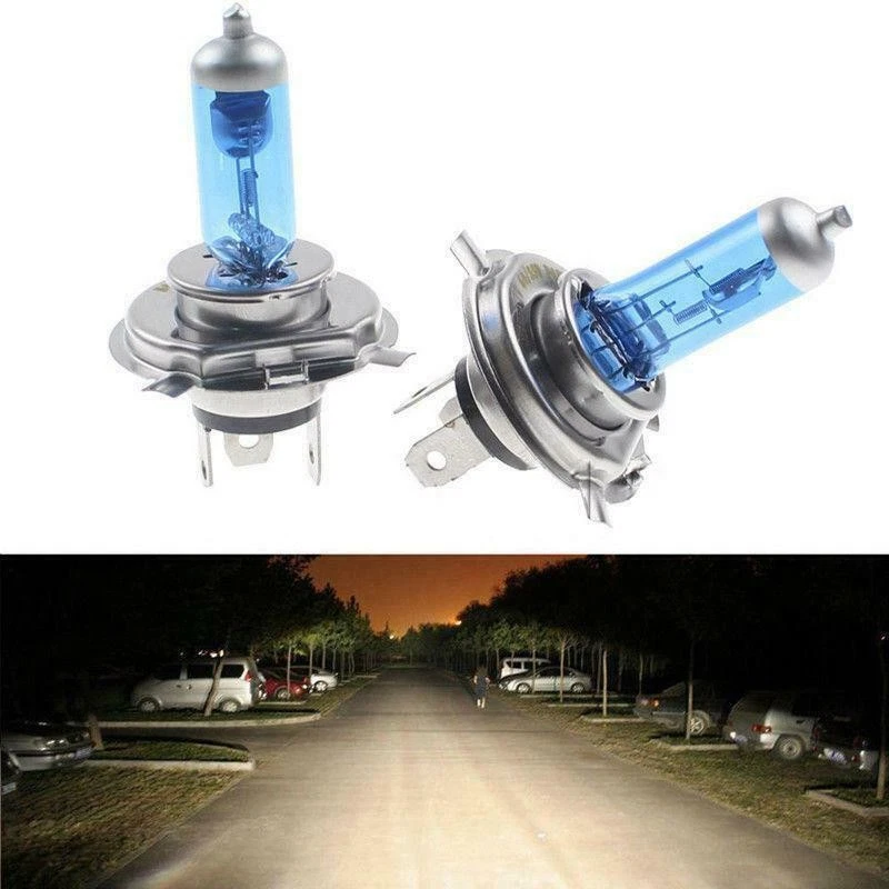 2x H4/9003/HB2 Halógeno 60/55W 12V Luz Baja/Alta Bombilla Faro Coche Vidrio Blanco Foto 2 de 4