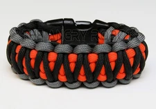 550 Paracord Bracelet King Cobra - Black, Gray and Neon Orange - 200 colors