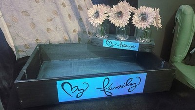 Gorgeous Custom Table Top tray/Storage  Bin Handcraftd Charm flower jar included