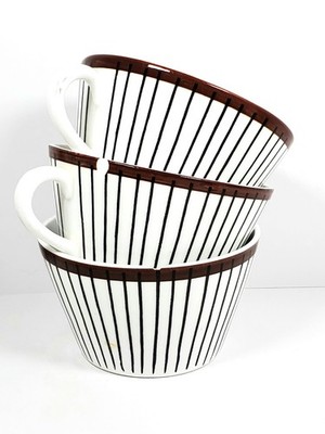 Vintage Lot of 3 GUSTAVSBERG SPISA RIBB Stig Lindberg FLAT CUPs CHIPPED