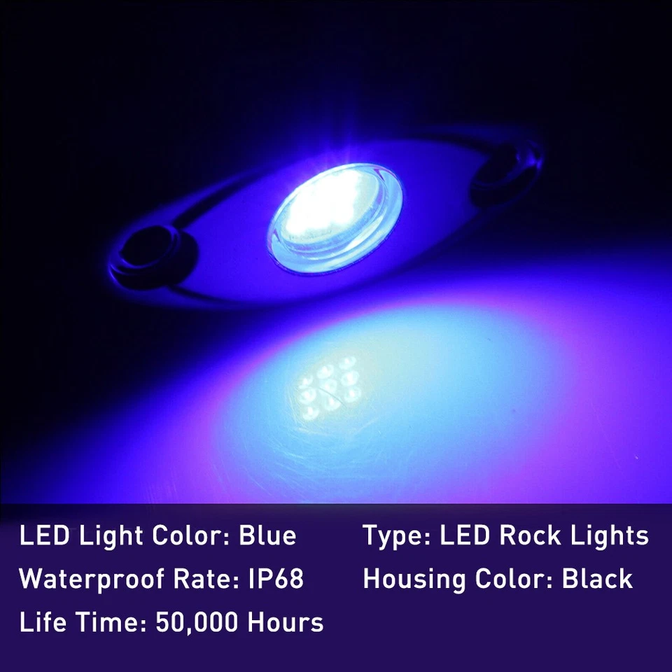 100Pcs Blue LED Rock Light Pods Underbody Glow Lamp Offroad SUV Pickup Truck UTV - Image 3 of 4