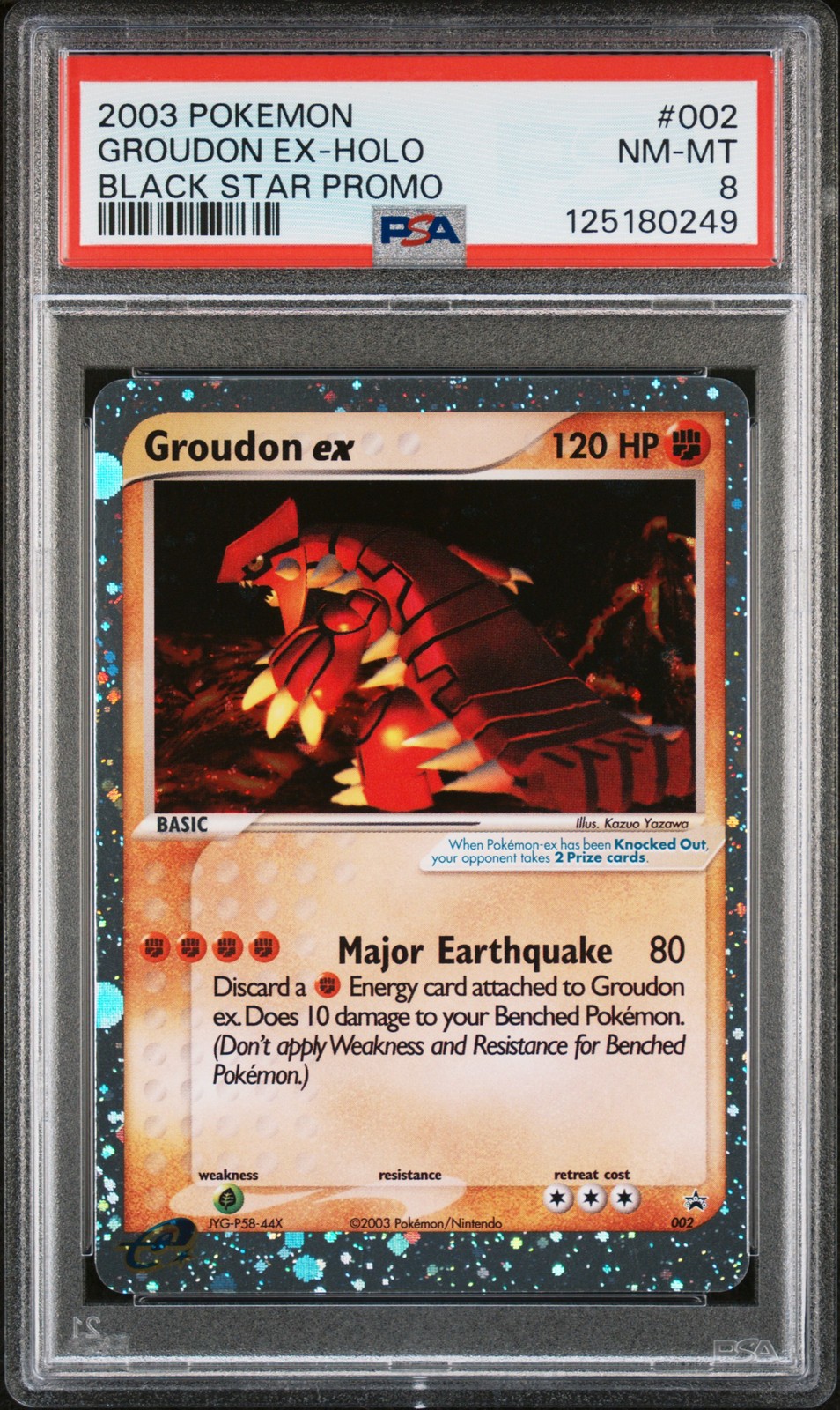 2003 POKEMON BLACK STAR PROMO #002 GROUDON EX-HOLO PSA 8