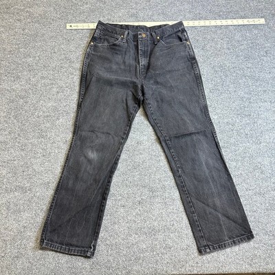 Wrangler Jeans Mens Size 34x30 Black Cowboy Cut Straight Leg Denim Faded Casual