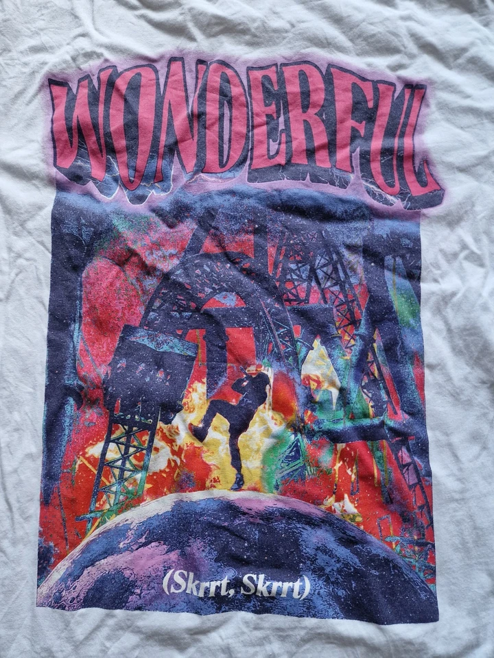 Travis Scott Wonderful Skrrt Skrrt Band Promo Men’s White Rap T-shirt Size XL - Image 2 of 4