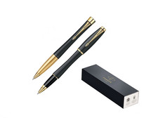 Muted Black w/ Gold Trim Finish Luxury Gift Pen Set Urban Ballpoint & Rollerball