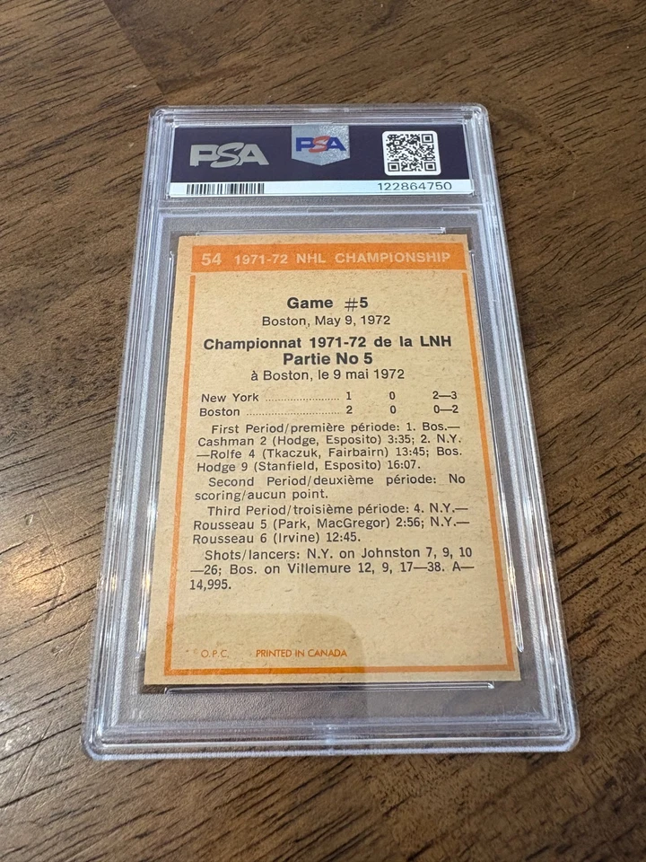 1972 O-Pee-Chee # 54 игра плей-офф # 5 PSA 9 как новая Rangers Bruins Low Population - Изображение 2 из 2
