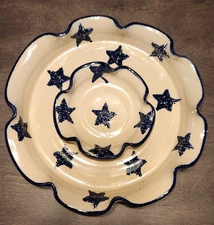 Chip And Dip Server Tray w/Americana Star Ironstone, Snacks, Charcuterie, BBQ