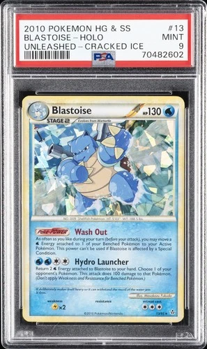 2010 POKEMON HEARTGOLD & SOULSILVER UNLEASHED CRACKED ICE BLASTOISE-HOLO PSA 9