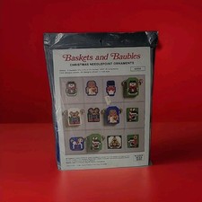 Vintage 1983 Studio 12 Christmas Needlepoint Ornaments Baskets and Baubles NEW