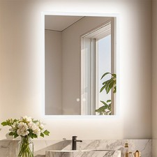 LED Bathroom Mirror for Over Sink Electric Vanity Mirror with Light Sensor Touch