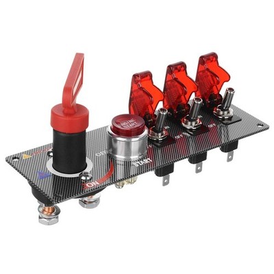 12V Racing Car Ignition Switch Engine Start Push Flipup Toggle Red LED Mod