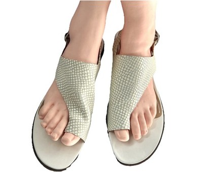 Vionic Ella Toe Loop Sandals White Lizard Leather Slingback Flats 10 EU 42 Shoes