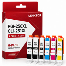 PGI-250XL CLI-251XL Ink 6PK 2PGBK/BK/C/M/Y for MG5420 MG5422 MG5520 MG5522