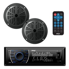 Pyle PLMRKT46BK 5.25 Inch Bluetooth Marine Receiver Stereo  Speaker Kit, Black