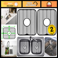 2 Sink Protectors for Kitchen Sink - 12" x 11" Plastic Dish Rack Mat, Stain Sc