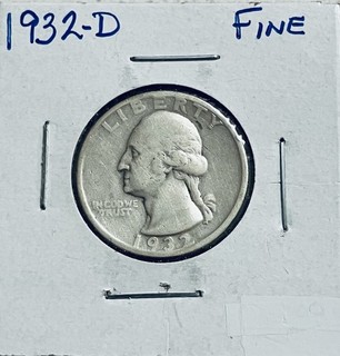 1932 D Washington quarter Key date Only 436 800 Minted