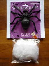 NEW Large Black Spider 17cm with Web Halloween Party Prop