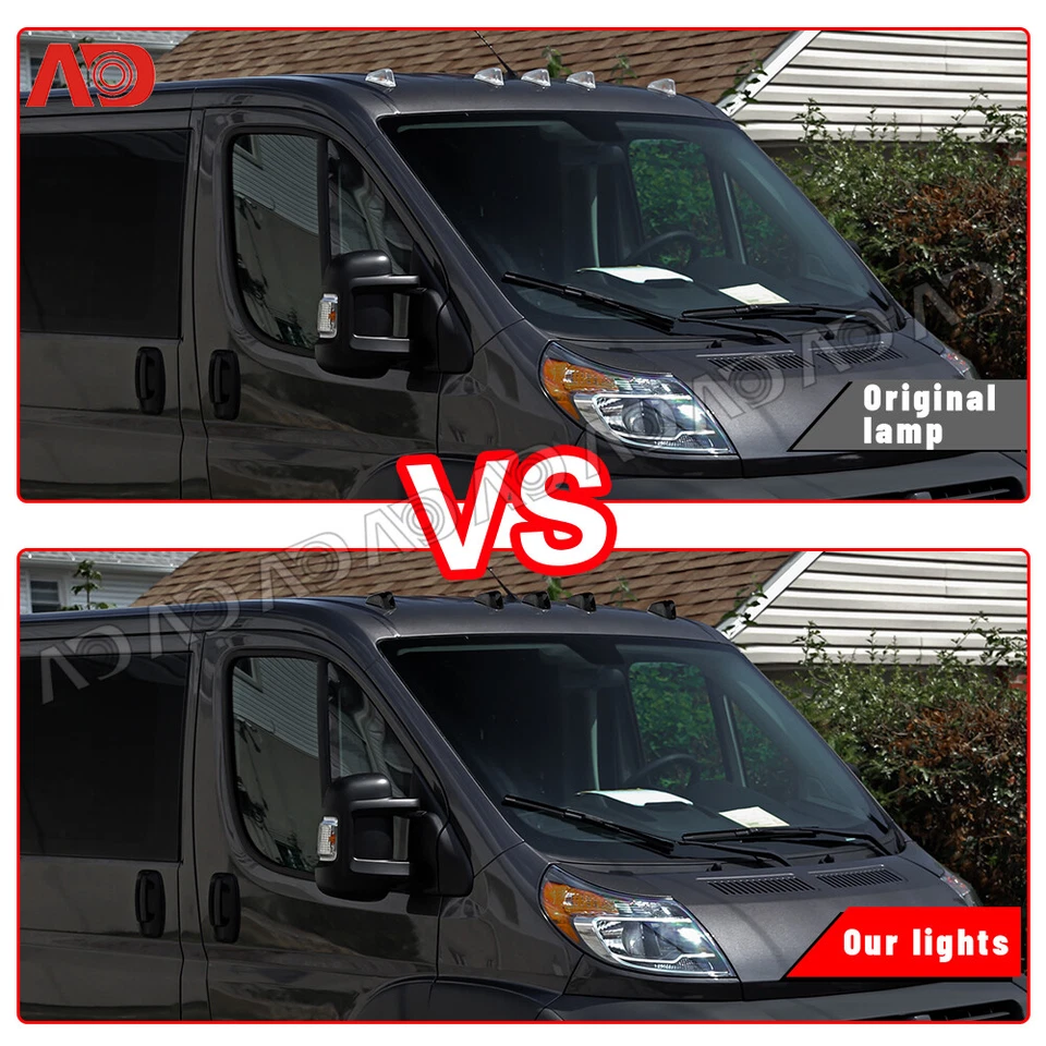 5PCS For 2014-2023 Ram ProMaster 1500 2500 3500 Cab Roof Running Lights Housing  - Imagem 3 de 4