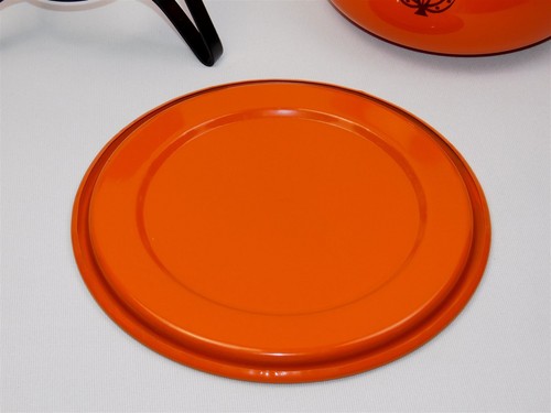 Vintage Mid-Century Modern Bright Orange Black Fondue Pot Set Flowers 2Qt - Picture 9 of 16