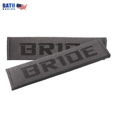 1Pair BRIDE Gray Seat Belt Cover Shoulder Pads Fabric Racing Seat Material