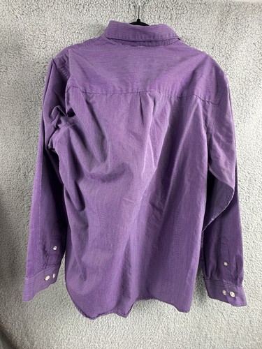 Van Heusen Herren Button Down Hemd Größe Large L Classic Fit Kleid Lila Gestreift - Bild 6 von 12