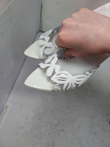 Christian Louboutin Apostropha PVC Leather White Heel Wedding Sandal EU 40 US 10 - Picture 5 of 11