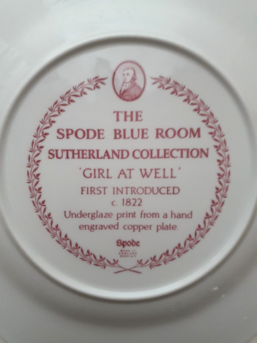 Spode The Blue Room Octagonal Plates (2) Girl At Well, Red - Picture 6 of 6