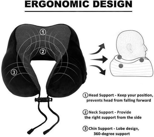 Neck Pillow for Traveling Upgraded Travel Pillow for Airplane Pure Memory Foam - Picture 6 of 17