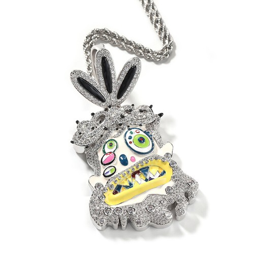 Hip Hop Rap Colorful Enamel Pendant Necklace Jewelry Cool Men Gift Full Zircon - Picture 14 of 33
