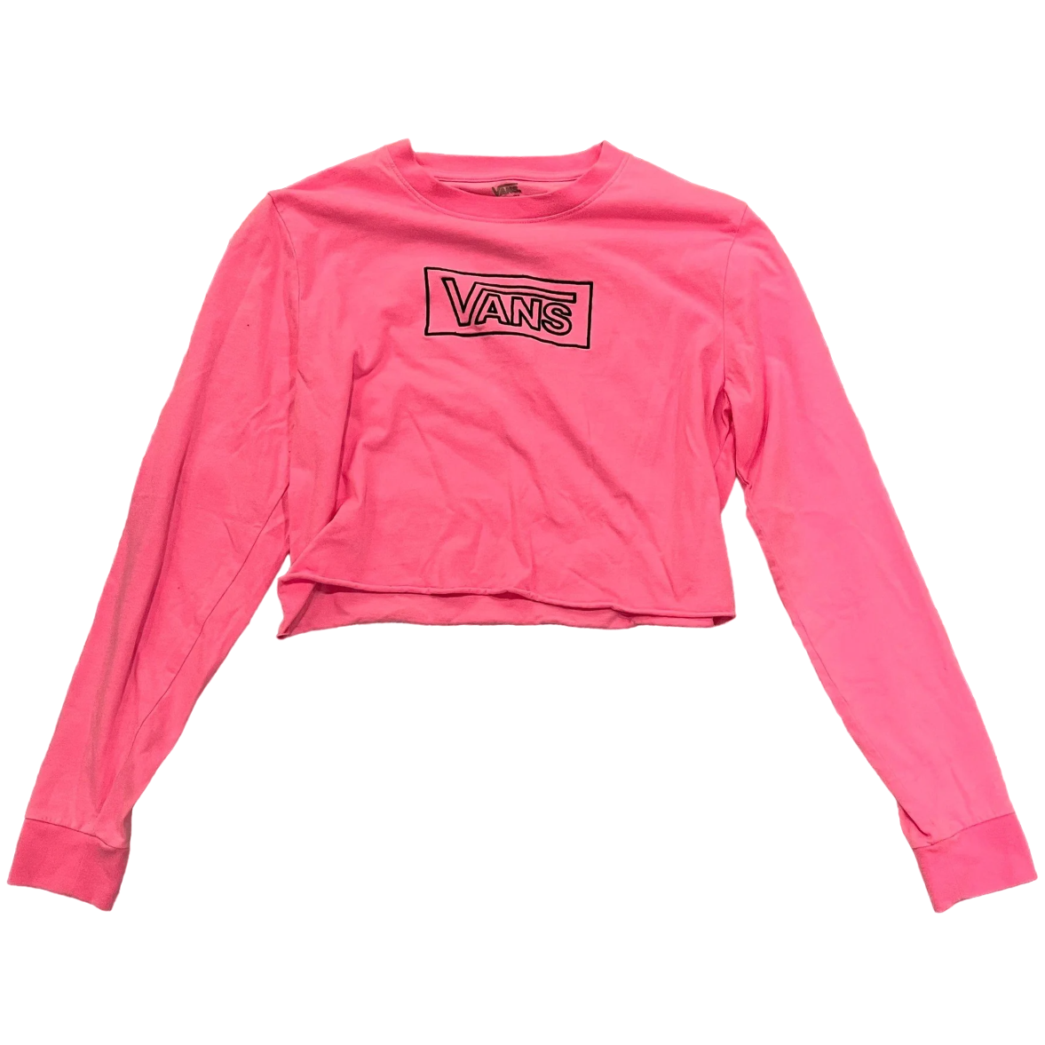 NWT Vans Women's After Dark Long Sleeve Crop Top T-Shirt Tee Bright Hot  Pink, XS